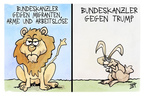 Merz' Maßstäbe karikiert