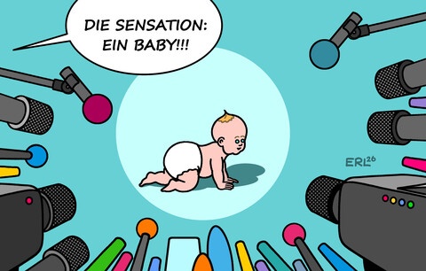 Geburtenrate in Deutschland karikiert